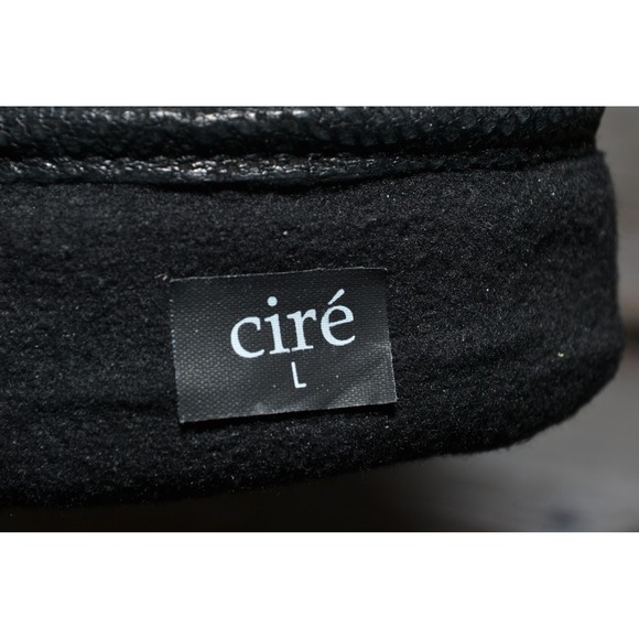 Cire Gloves Mens Large Black Faux Leather Textured Palm Lined‎ Winter Warm - Picture 2 of 11